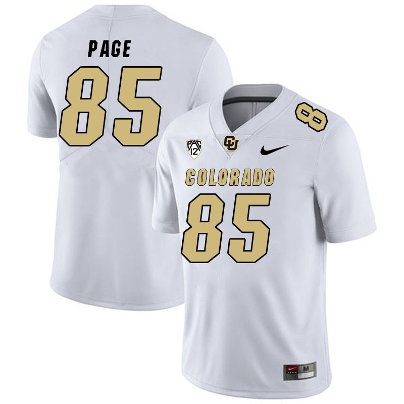 Men #85 Jacob Page Colorado Buffaloes College Football Jerseys Stitched Sale-White - Click Image to Close